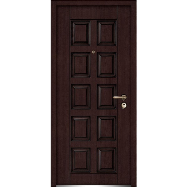 Vdomdoors Front Exterior Prehung Steel Door 36x80 " InswingBallucio 1700 Dark Brown OakPanel Inserts Classic BALLUCIO1700ED-BRW-36-LH - main